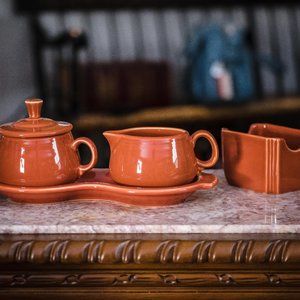 Fiestaware 5 Piece Sugar and Creamer Set in Paprika- Fiesta Ware